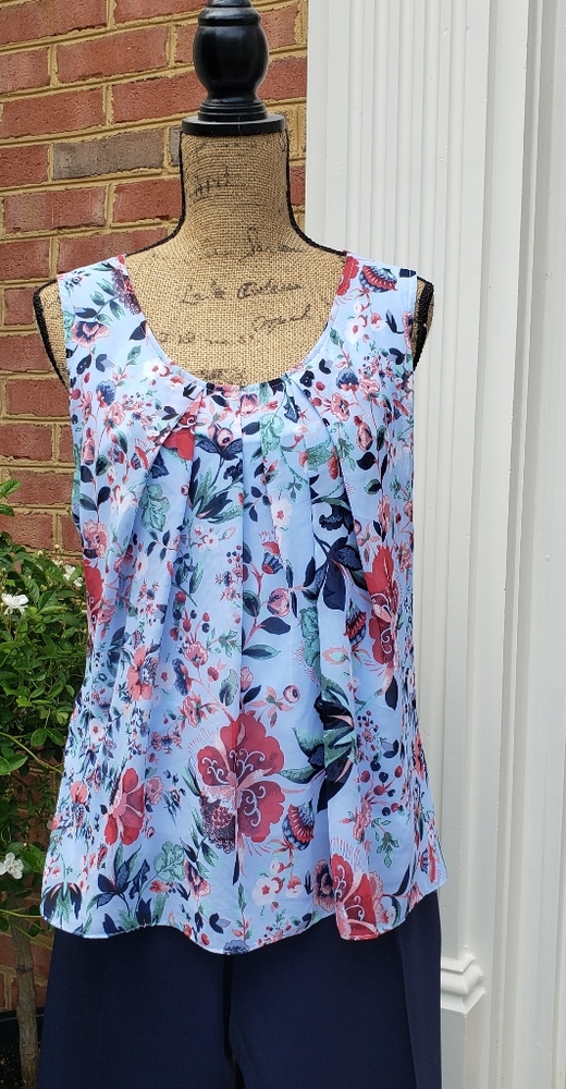 7th Avenue Mixed-Fabric Shell Floral Print